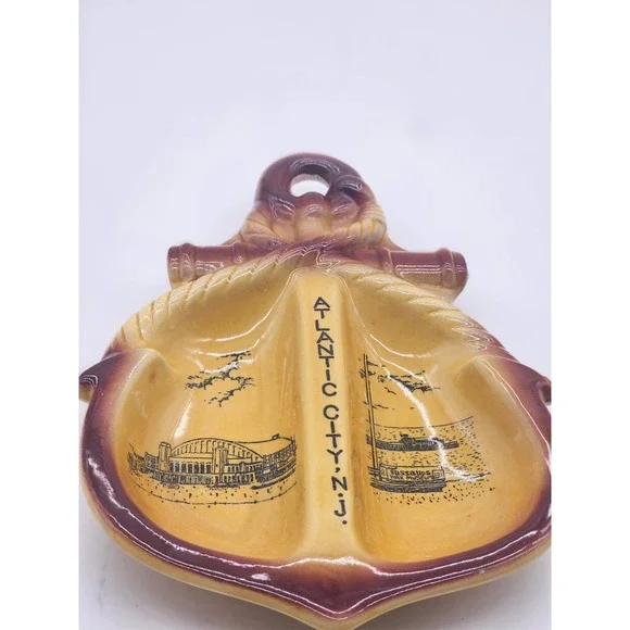 Atlanti City NJ Souveni Wall Decor Spoon rest Trinket Dish Sun Glo Made in Japan - Picture 3 of 7
